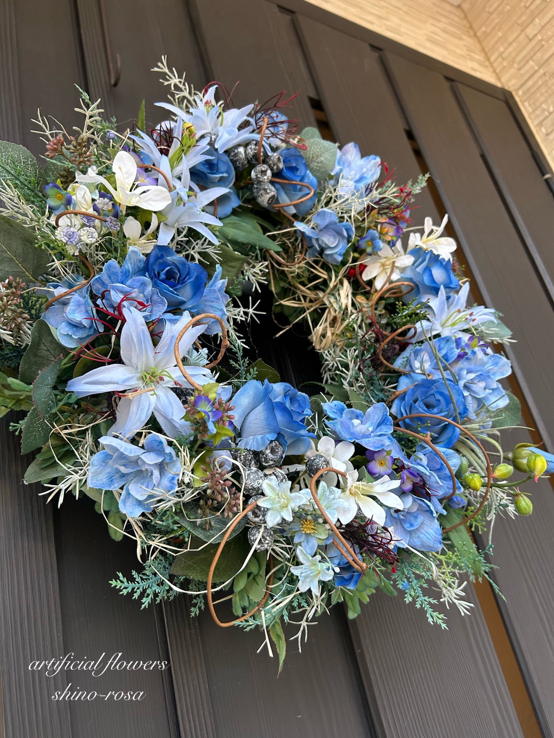 ブルーローズとリリィのリース