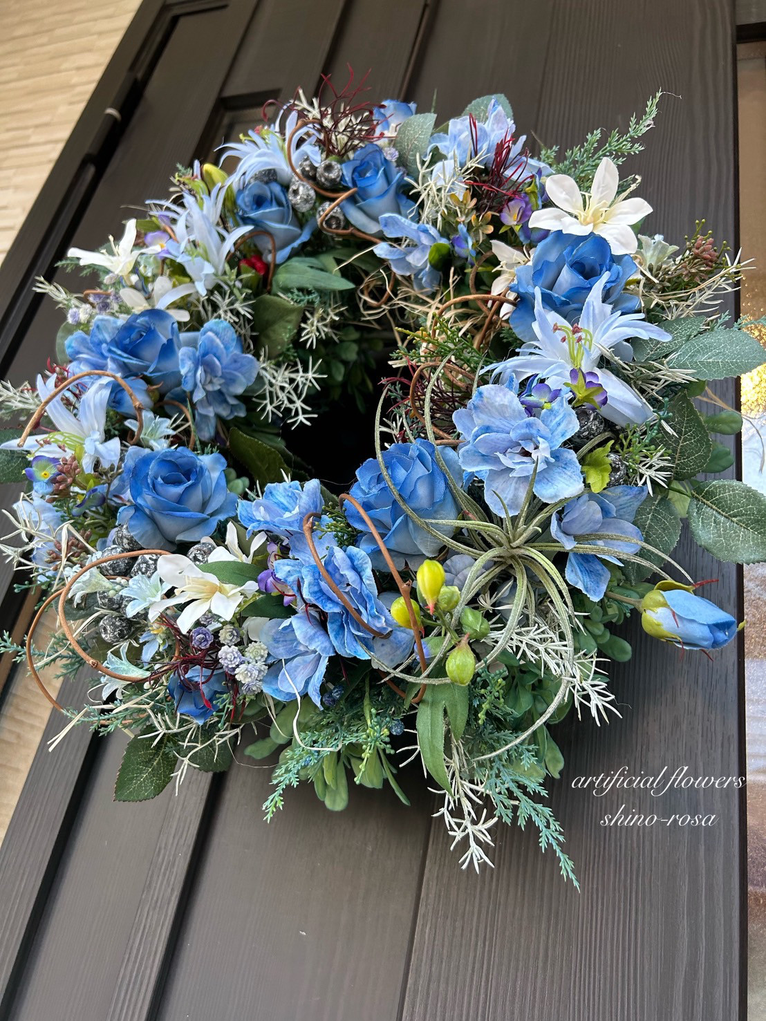 ブルーローズとリリィのリース