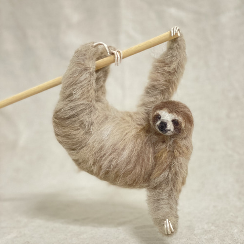 羊毛フェルトのお友達 ミユビナマケモノ 羊毛フェルト 餡子猫 通販