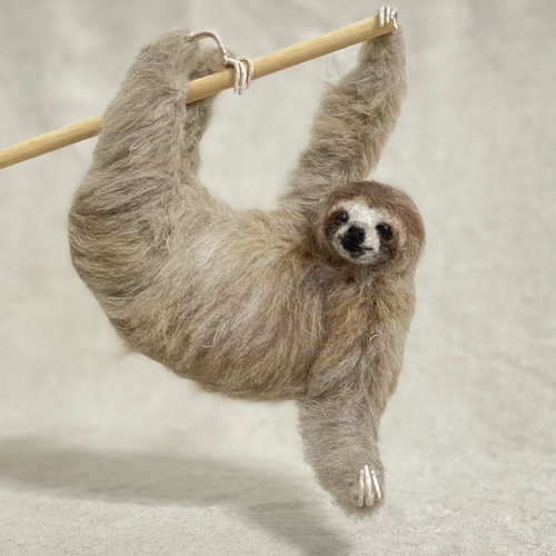 羊毛フェルトのお友達 ミユビナマケモノ 羊毛フェルト 餡子猫 通販