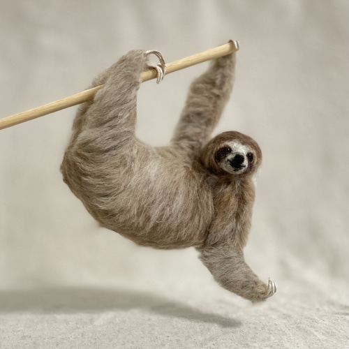 羊毛フェルトのお友達 ミユビナマケモノ 羊毛フェルト 餡子猫 通販