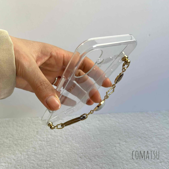 ［全機種対応］Classicalエレガント ハンドホルダー付きスマホケース 落下防止ベルトストラップ付きスマホカバー 4枚目の画像