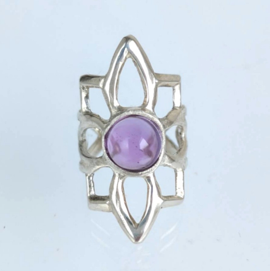 【受注製作】華のイヤーカフ(片耳)/silver925/天然石（アメシスト）/ 4,250円