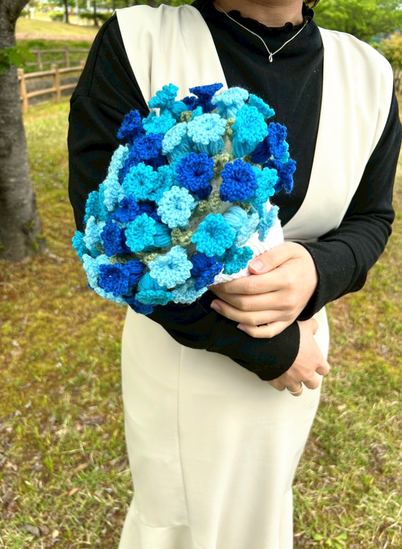 【受注制作】　花束ブランケット２　pink＆blue 2枚目の画像