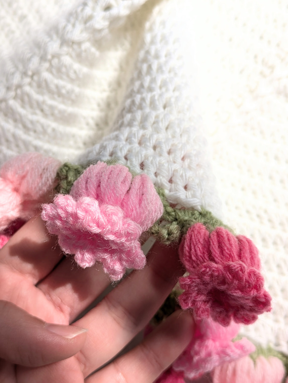 【受注制作】　花束ブランケット２　pink＆blue 12枚目の画像