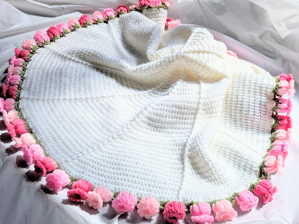 【受注制作】　花束ブランケット２　pink＆blue 13枚目の画像