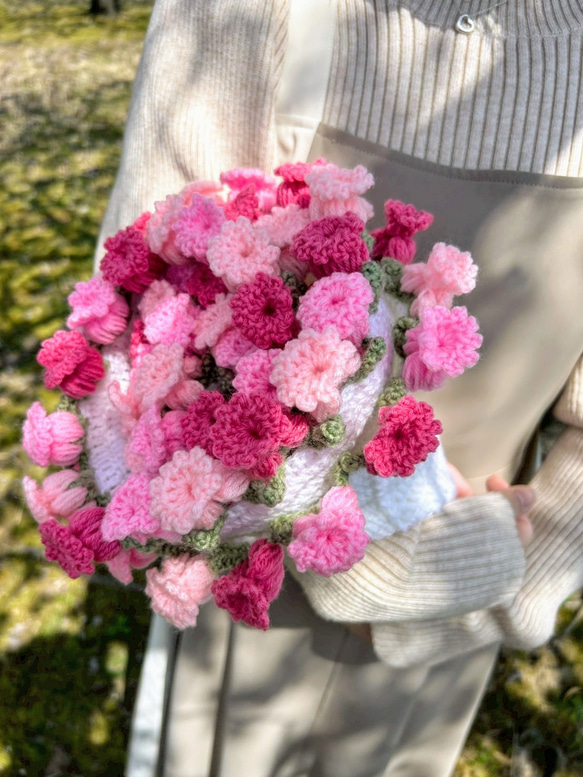 【受注制作】　花束ブランケット２　pink＆blue 9枚目の画像