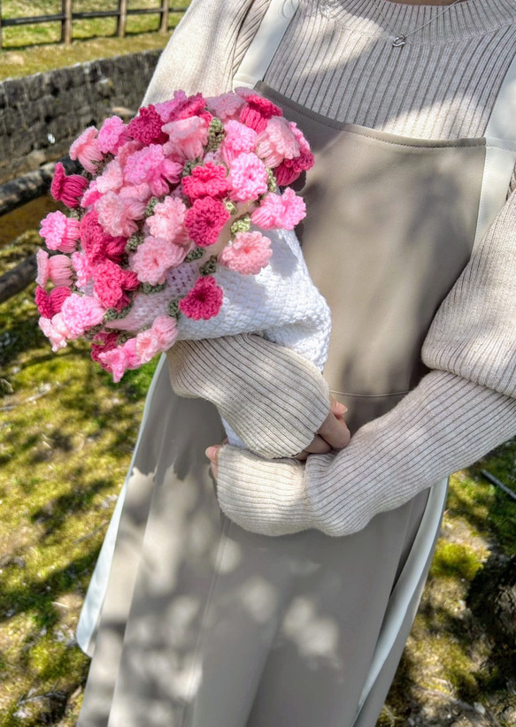 【受注制作】　花束ブランケット２　pink＆blue 10枚目の画像