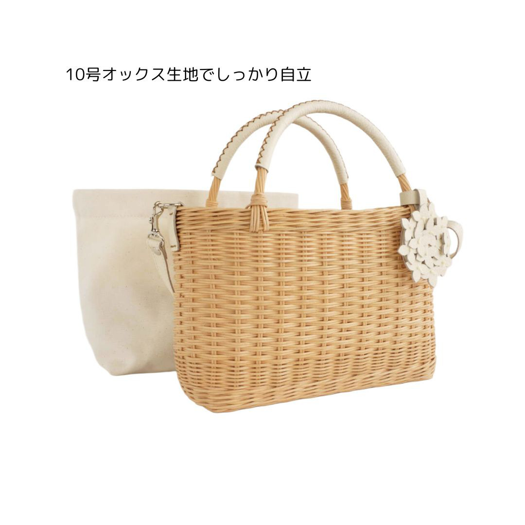 紫陽花チャームのかごバッグ＊紅茶染め／斜め掛けできる3way♪