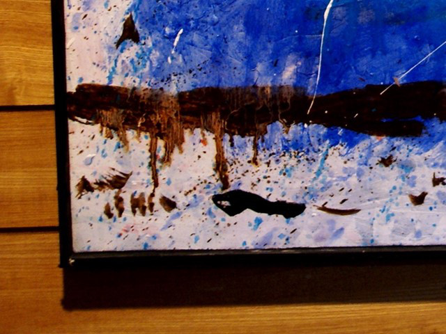 抽象画　　現代アート　「彩-16」　油彩の抽象画、F8号　木のフレーム付き