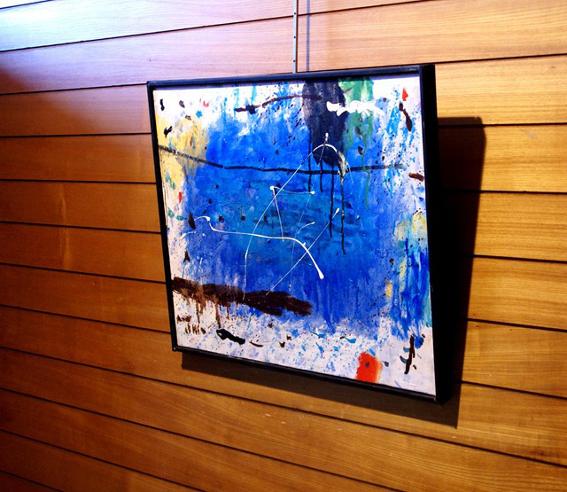 抽象画　　現代アート　「彩-16」　油彩の抽象画、F8号　木のフレーム付き