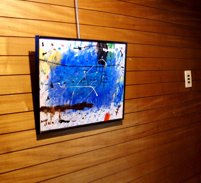 抽象画　　現代アート　「彩-16」　油彩の抽象画、F8号　木のフレーム付き