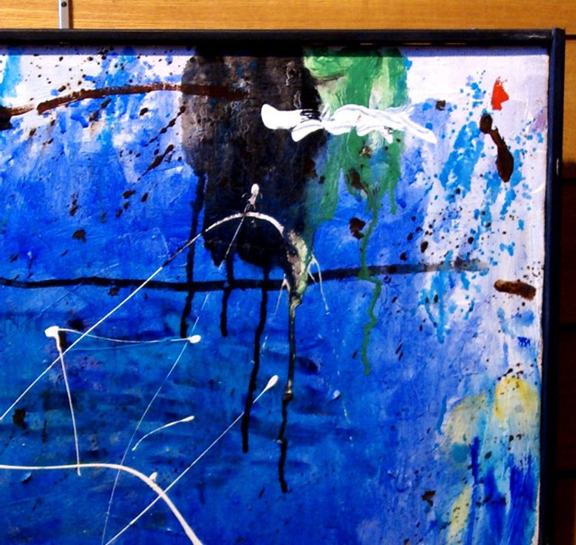 抽象画　　現代アート　「彩-16」　油彩の抽象画、F8号　木のフレーム付き