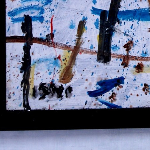 抽象画　現代アート　「彩-1」　色紙に油彩の抽象画 抽象画 現代アート 「彩-1」 色紙に油彩の抽象画 - メルカリ