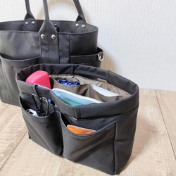 コーデュラナイロン・超便利バッグインバッグ｜撥水・自立・収納力抜群（カーキグリーン） 6枚目の画像