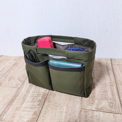 コーデュラナイロン・超便利バッグインバッグ｜撥水・自立・収納力抜群（カーキグリーン） 1枚目の画像