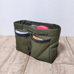 コーデュラナイロン・超便利バッグインバッグ｜撥水・自立・収納力抜群（カーキグリーン） 4枚目の画像