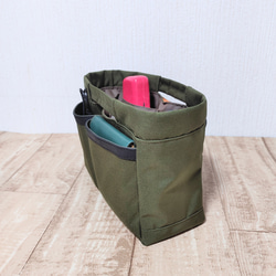 コーデュラナイロン・超便利バッグインバッグ｜撥水・自立・収納力抜群（カーキグリーン） 3枚目の画像