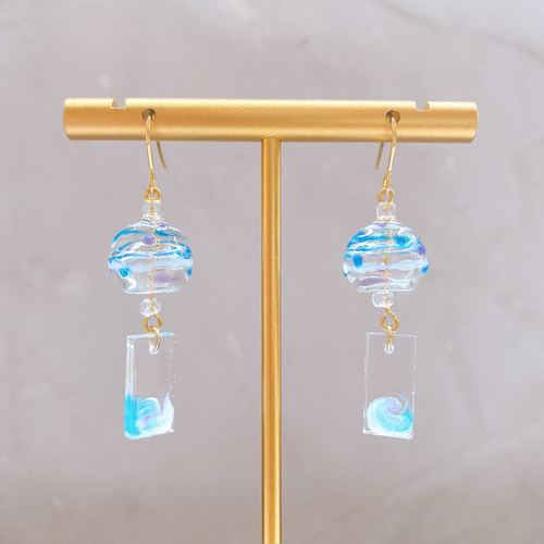8月末まで割引中❗️風鈴ピアス レジン ハンドメイド 透明
