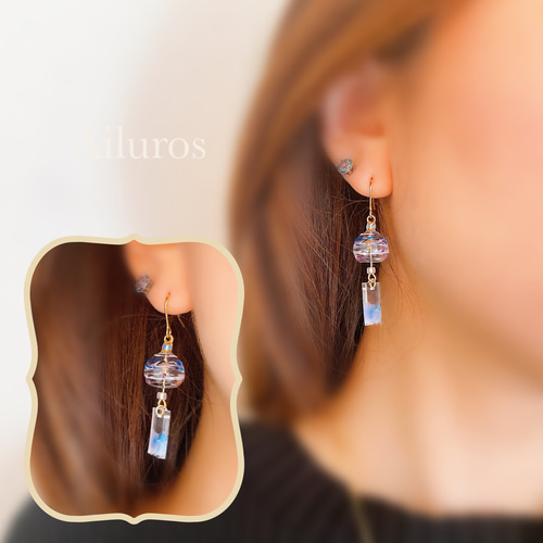 ハンドメイドピアス ももっち様 余地もなく 薔薇ピアス ハンドメイドアクセサリー - jyuuu(glass