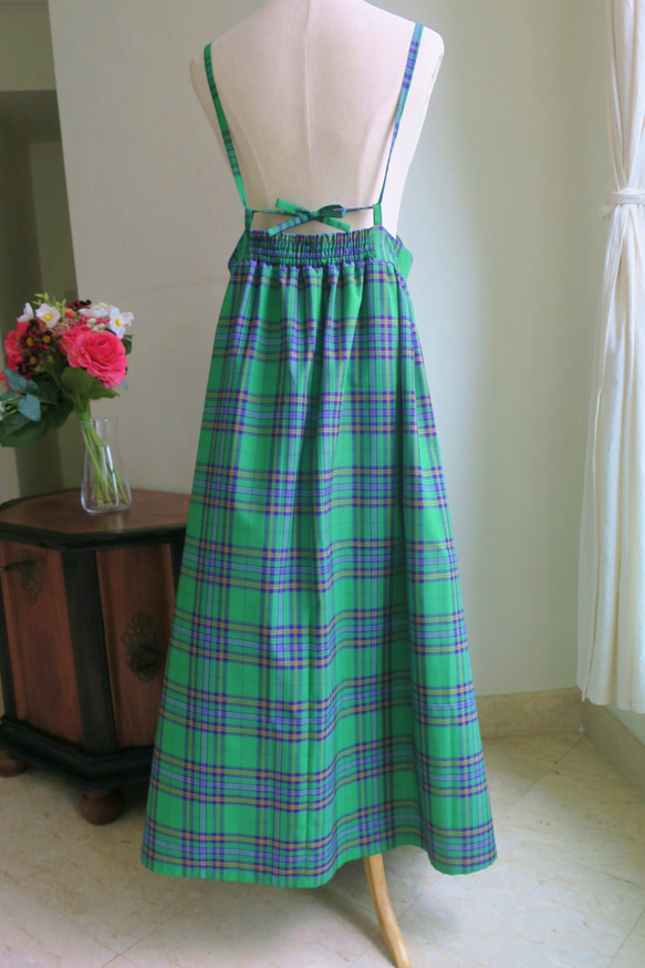 【インドネシア/サロン】インドネシアのグリーン・キャミソールワンピース・シンガポールから送料無料 10枚目の画像