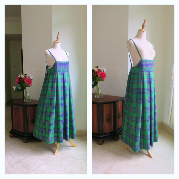 【インドネシア/サロン】インドネシアのグリーン・キャミソールワンピース・シンガポールから送料無料 12枚目の画像