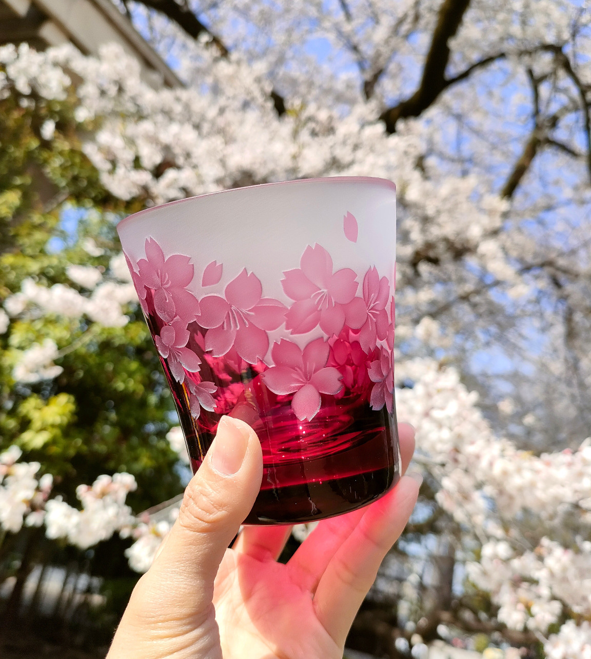 作品)サンドブラストさくら桜模様　徳利とっくり 桜華音 ロックグラス サンドブラスト さくら グラス 月のGlass工房