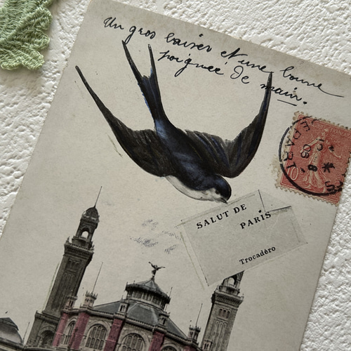 フランスアンティーク バラのポストカードアルバムとポストカード68枚