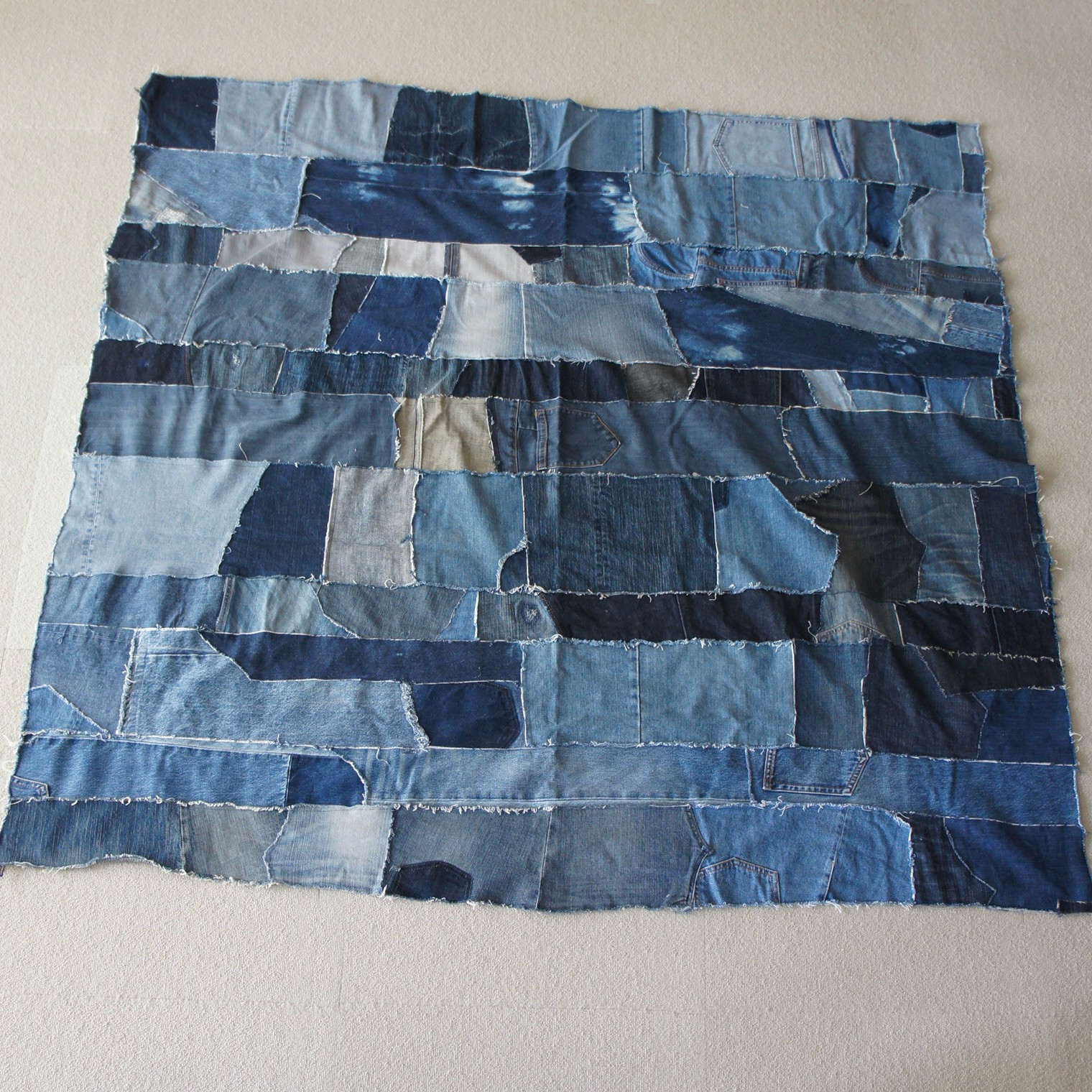 et−96 140×150 デニムパッチワーク マルチカバー｜裏地なし・一点もの