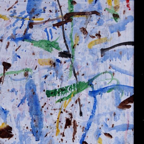 抽象画 現代アート 「彩-54」 色紙に油彩の抽象画 その他