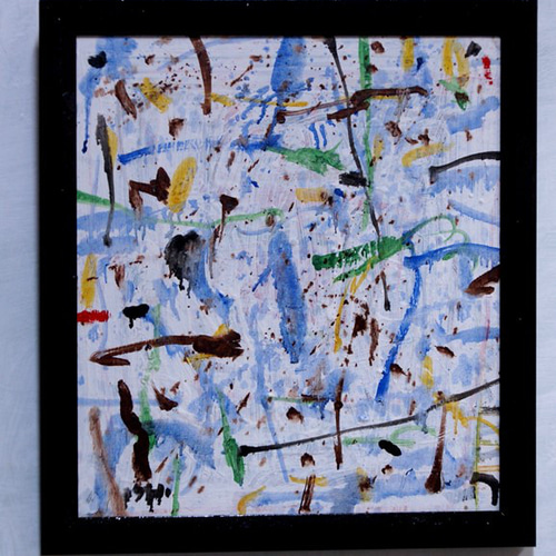 抽象画 現代アート 「彩-54」 色紙に油彩の抽象画 その他