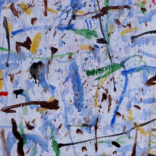 抽象的な風景油彩画 YOKOHAMA 抽象画 ビルが建ち並ぶ風景Abstract Painting