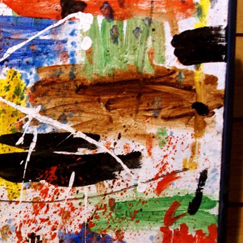 抽象画 現代アート 「彩-17」 油彩の抽象画、F6号 木のフレーム付き