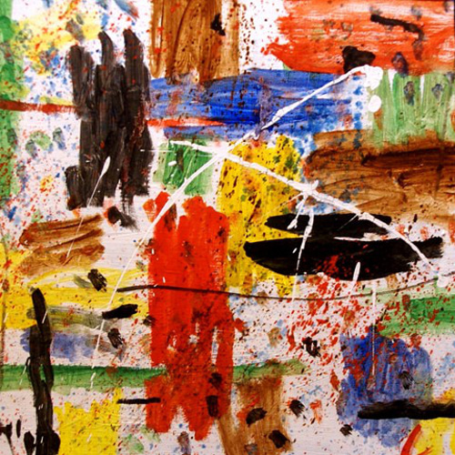 抽象画 現代アート 「彩-17」 油彩の抽象画、F6号 木のフレーム付き