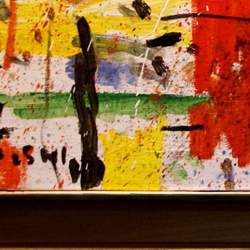 抽象画 現代アート 「彩-17」 油彩の抽象画、F6号 木のフレーム付き