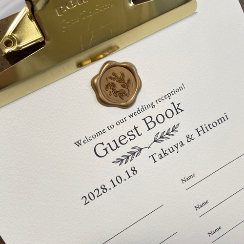 NEW☆】心に残る芳名帳 【リーフエンボス】ゲストブック 結婚式 受付