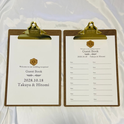 NEW☆】心に残る芳名帳 【リーフエンボス】ゲストブック 結婚式 受付