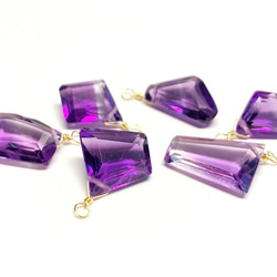 【天然石チャーム】アメジスト　14kgf/シルバー925　1個　ハンドメイド素材 3枚目の画像