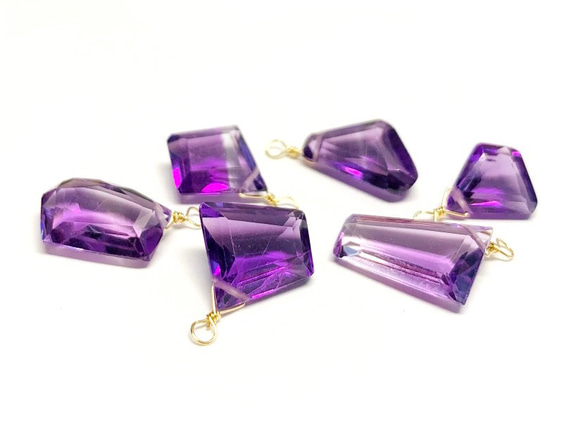 【天然石チャーム】アメジスト　14kgf/シルバー925　1個　ハンドメイド素材 3枚目の画像