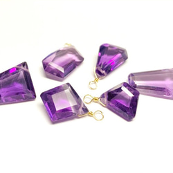 【天然石チャーム】アメジスト　14kgf/シルバー925　1個　ハンドメイド素材 1枚目の画像