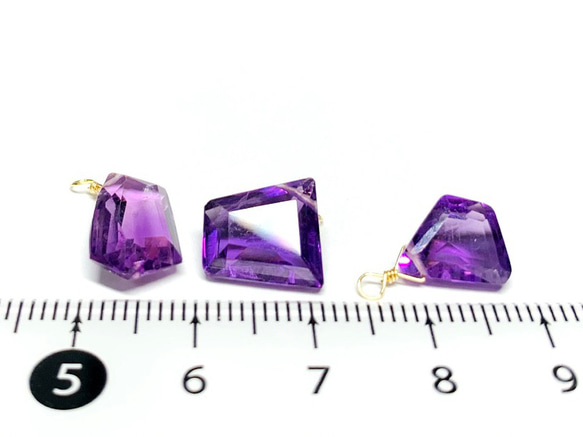 【天然石チャーム】アメジスト　14kgf/シルバー925　1個　ハンドメイド素材 5枚目の画像