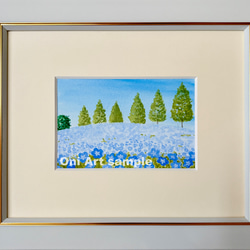 透明水彩画　原画　「カキツバタの咲く水辺」額縁付　F6サイズ　風景画 カキツバタの咲く水辺」透明水彩画 原画 風景画 額縁付 F6サイズ