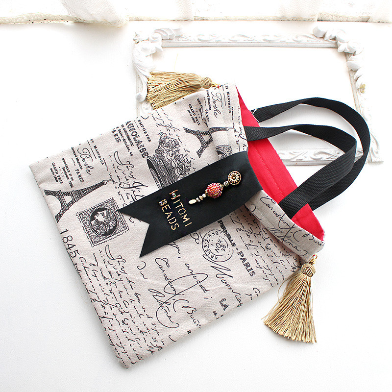 主役級バッグ★黒と赤のビーズポイント　バッグ