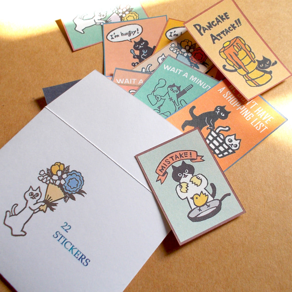 猫の四角いちょこっとシール 1枚目の画像