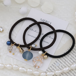 ブラウン〉コットンパールのじゃらじゃらヘアゴム◇Creema限定 秋限定