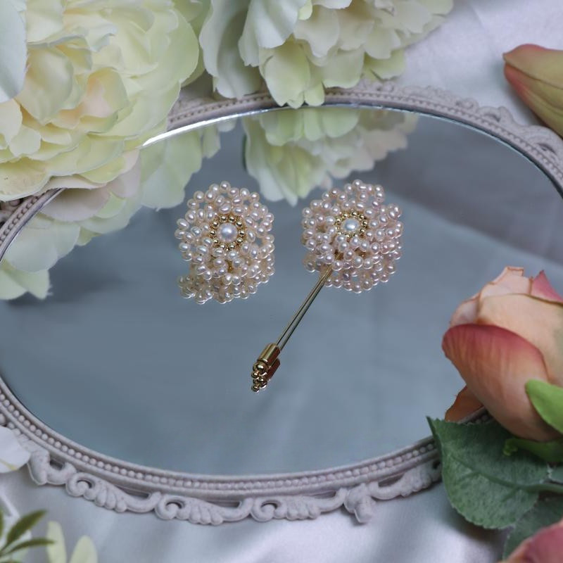 淡水パールのブローチ　真珠　淡水真珠　6月誕生石　夏の誕生石 ブライダル ウェディング 結婚式