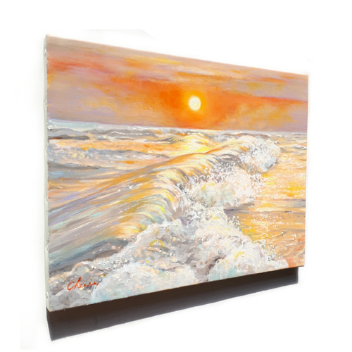 一点物】『 オレンジ色の郷愁 』油絵 F6号 油彩 油画 インテリアアート