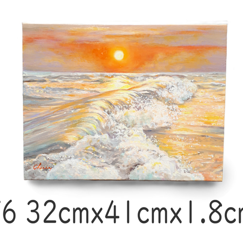 一点物】『 オレンジ色の郷愁 』油絵 F6号 油彩 油画 インテリア