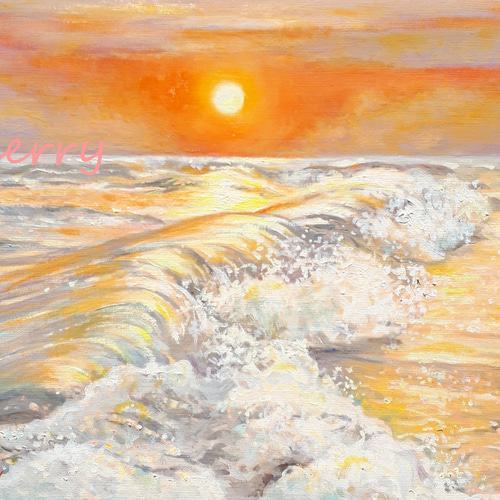 一点物】『 オレンジ色の郷愁 』油絵 F6号 油彩 油画 インテリア