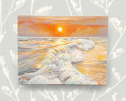 絵画　油絵　原画　一点物　花　オレンジ　レースフラワー　ポップ　インテリア　F4 絵画 油絵 原画 一点物 花 オレンジ レースフラワー ポップ